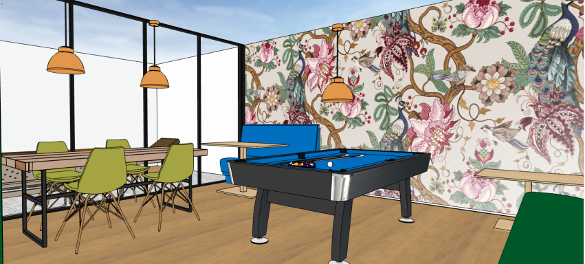 Vue de la salle de repos de la start-up 3D