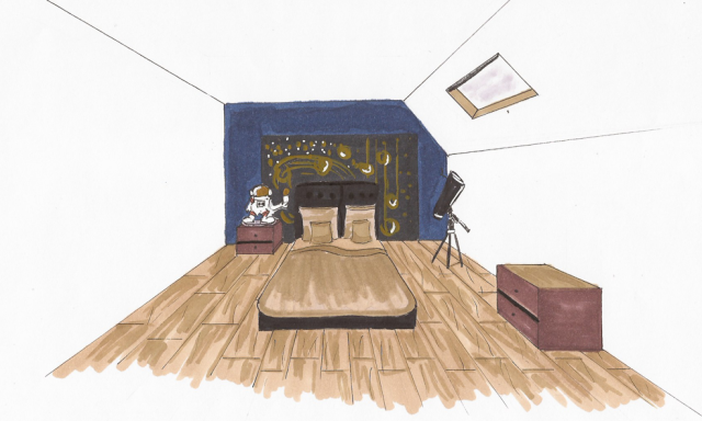 Perspective de la chambre du studio